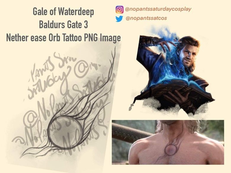 Gale Baldurs Gate 3 Netherese Orb Tattoo PNG Image - No Pants Saturday ...