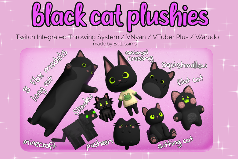 3D || Black Cat Set | Throwable Assets for Streaming | VNyan/VTuber ...