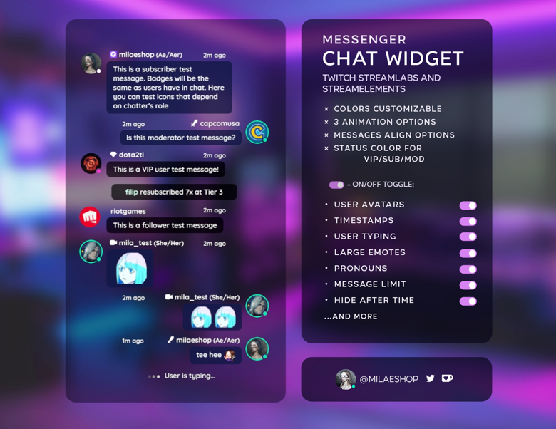 Messenger chat widget with avatars Streamlabs & Streamelements ...