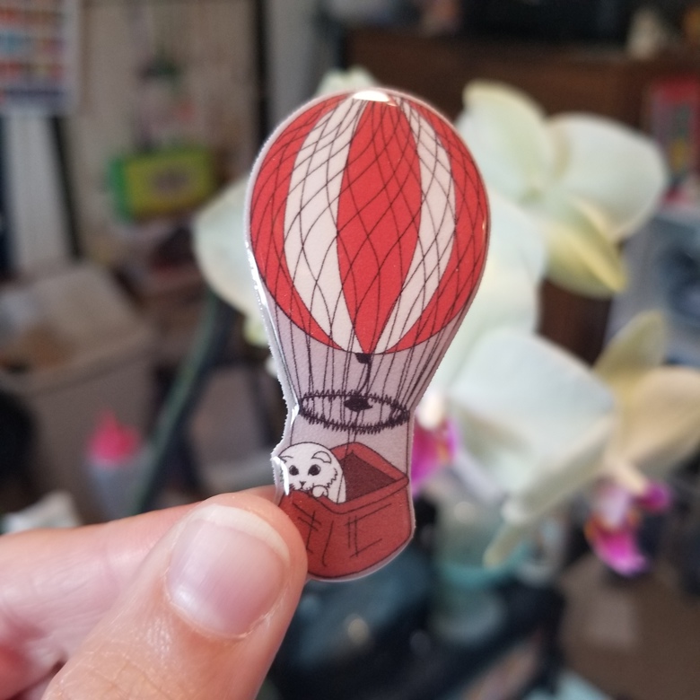 Balloon Kitty Resin Pin