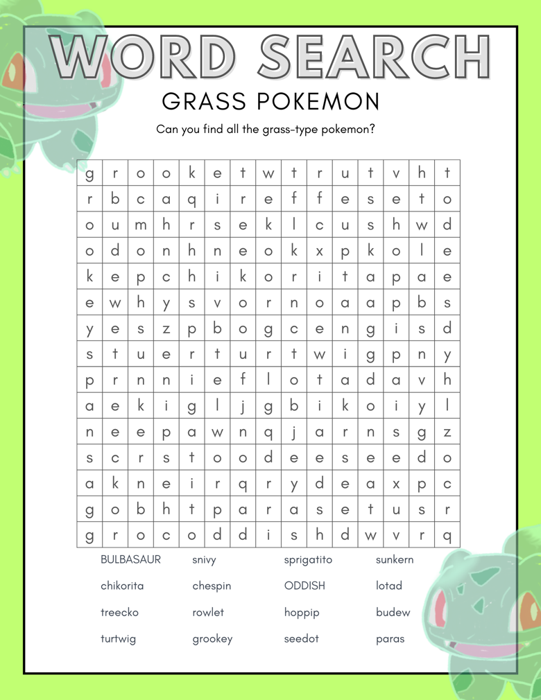 FREE PRINTABLE GRASS TYPE WORD SEARCH!!!! - Professor Jo's Ko-fi Shop ...