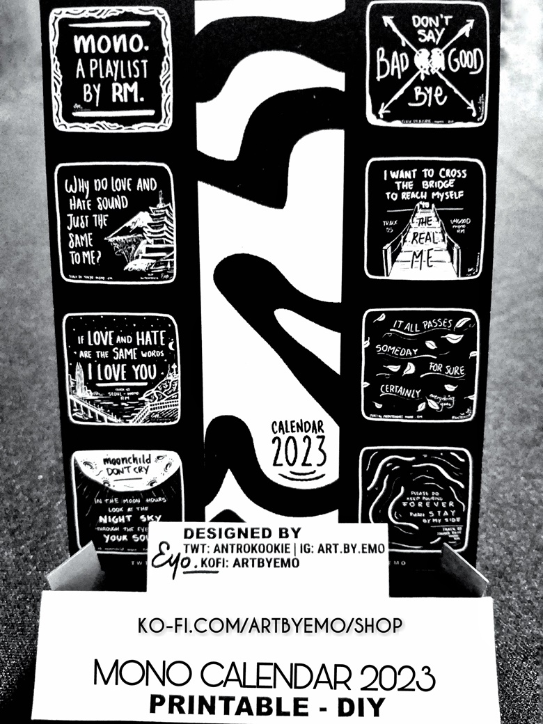 Mono calendar 2023 printable diy stand template free digital print