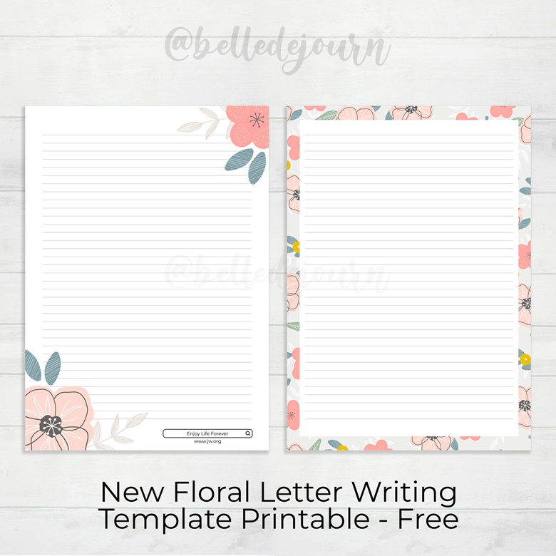 Printable Letter Writing Template - Flowers A4&US Letter Size - Jobelle ...