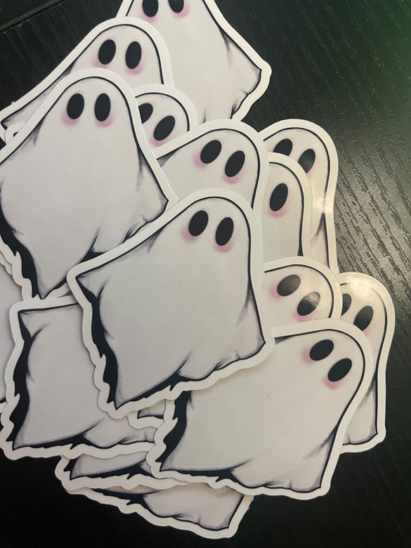 Bashful blushing ghost sticker - MoonBeans Studio's Ko-fi Shop - Ko-fi ...