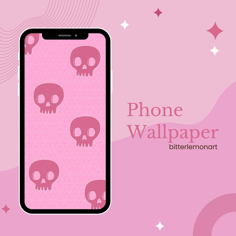 Pink Skull iPhone Wallpaper - bitterlemonart's Ko-fi Shop - Ko-fi ️ ...