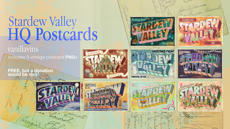 STARDEW VALLEY - Vintage Festival Postcards (PNG) - vanillavins's Ko-fi  Shop - Ko-fi ❤️ Where creators get support from fans through donations,  memberships, shop sales and more! The original 'Buy Me a