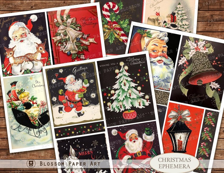 Shabby Christmas Paper for Scrapbooking Graphic by