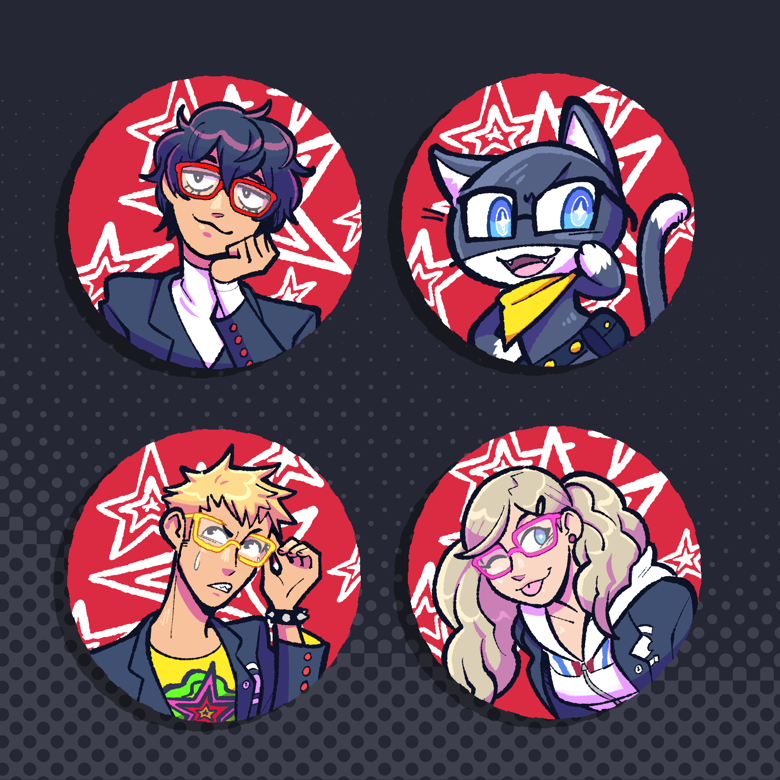 Persona 5 Glasses life 1.5 inch pin back buttons - Retro's Ko-fi Shop ...