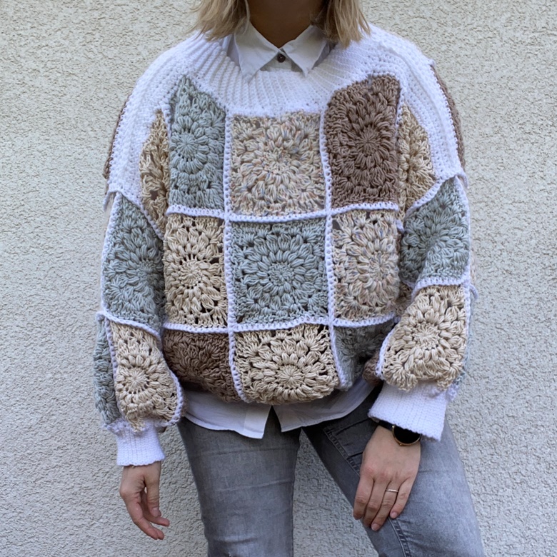 Patchwork Sweater - Crochet PDF pattern - Auburn Threads's