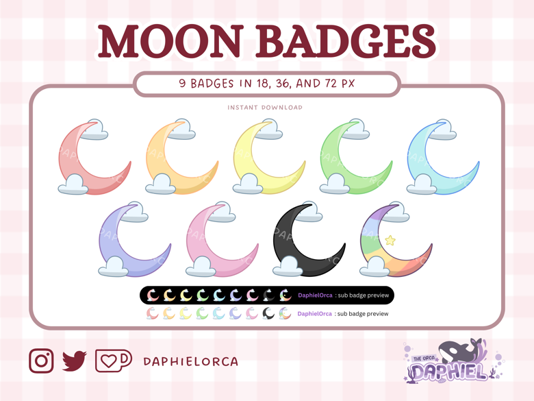 Crescent Moon Sub Badges for Twitch/Youtube/Discord - DaphielOrca's Ko ...