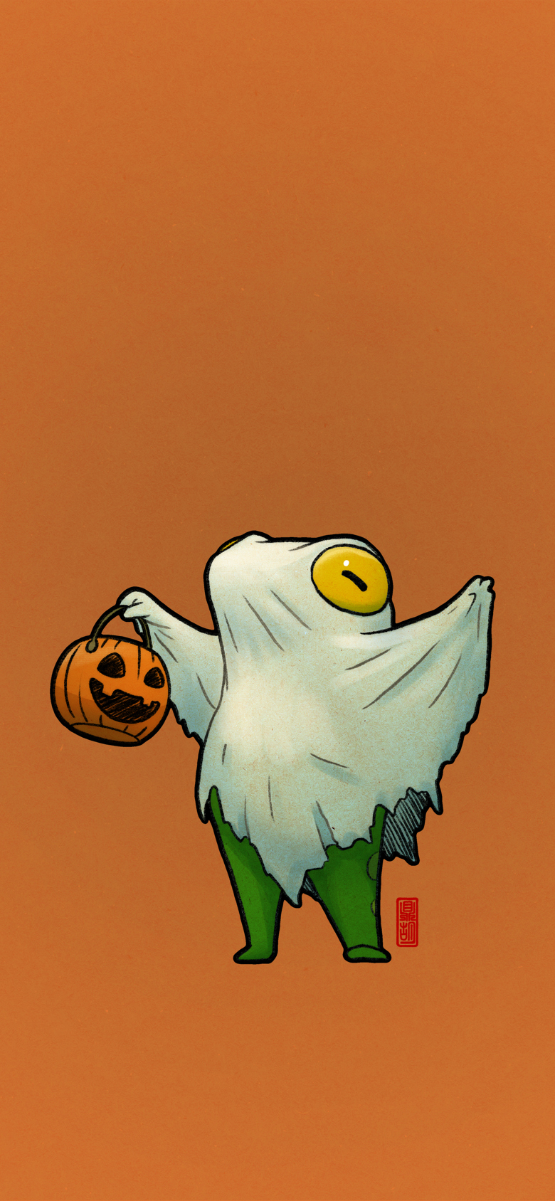 Cute Halloween Ghost Frog Phone Background - dinghuart's Ko-fi Shop ...