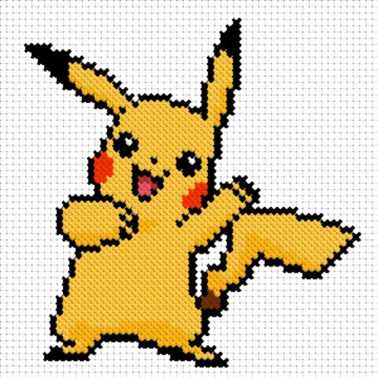 Pokemon Yellow Cross Stitch Pattern instant Download PDF 