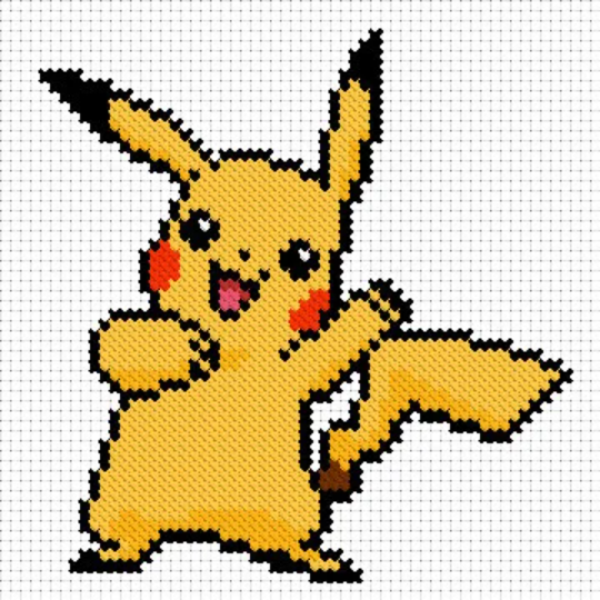 I did a second pikachu cross stitch based on a pokemon yellow