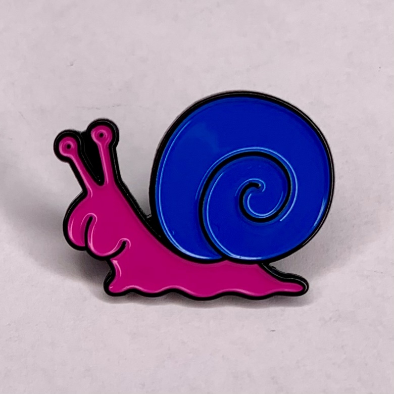 Bum-faced snail badge - Colin (blue/pink) - Olaf Falafel's Ko-fi Shop ...