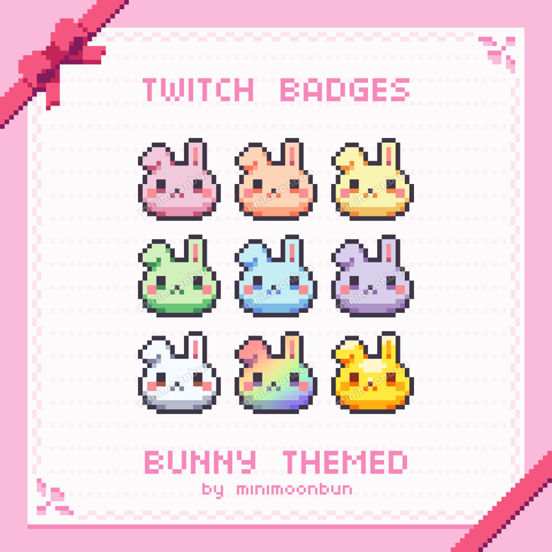 Bunny Face Badges Cute Pixel Art Twitch Subbit Badges Minimoonbuns Ko Fi Shop Ko Fi ️