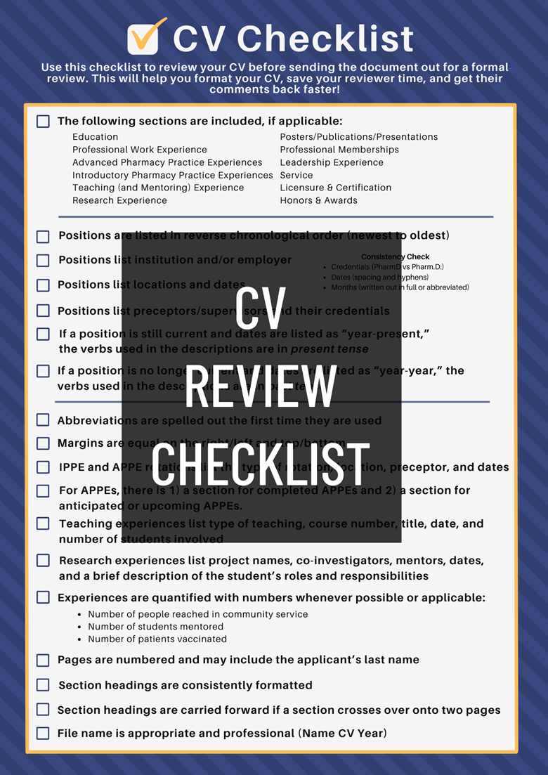 CV Review Checklist - pharmpreprx's Ko-fi Shop - Ko-fi ️ Where creators