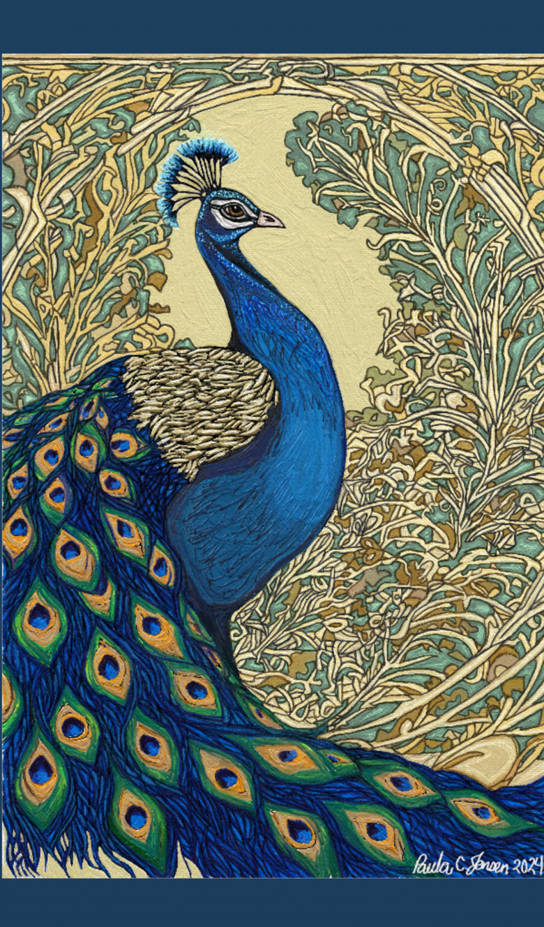 Vintage Art Nouveau Peacock by Paula C. Jensen, 2024