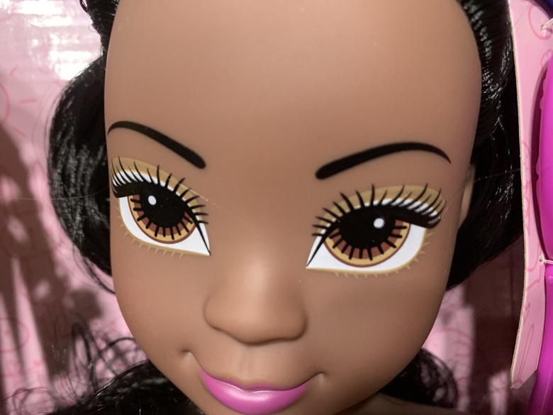 Liberty Imports African American Black Makeup and Hair Styling Doll Head  Toy Playset with Real Washable Cosmetic and Fashion Dress Up Accessories  for