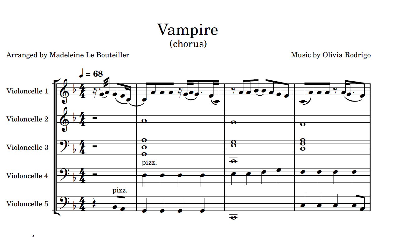 Vampire by Olivia Rodrigo - Cello - Digital Sheet Music