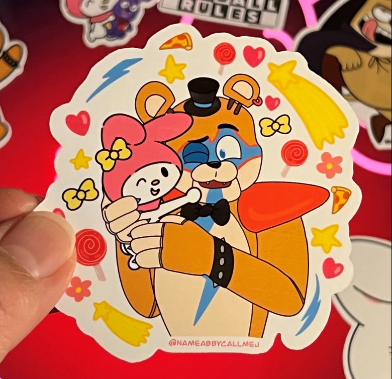 FNAF Security Breach x Hello Kitty Sanrio Glamrock Freddy and My Melody Hugs  Cute Kawaii sticker - nameabbycallmej's Ko-fi Shop - Ko-fi ❤️ Where  creators get support from fans through donations, memberships