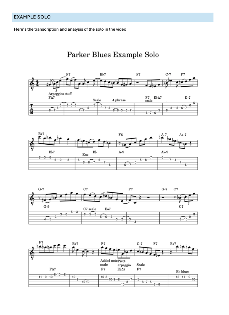 Parker Blues Handout and Extended Video pack - Jazz Guitar Scrapbook's ...