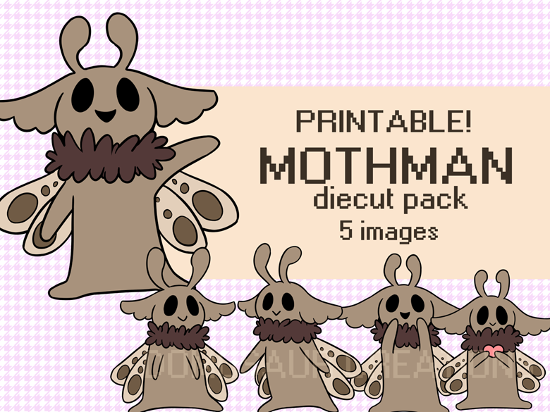 Printable PNG Cute Moth Stickers