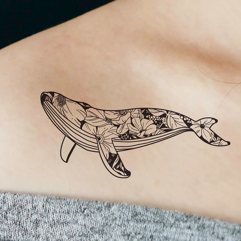 Whale Silhouette Flower Temporary Tattoo 2 pack - Elaine Illustrate Shop's  Ko-fi Shop - Ko-fi ❤️ Where creators get support from fans through  donations, memberships, shop sales and more! The original 'Buy