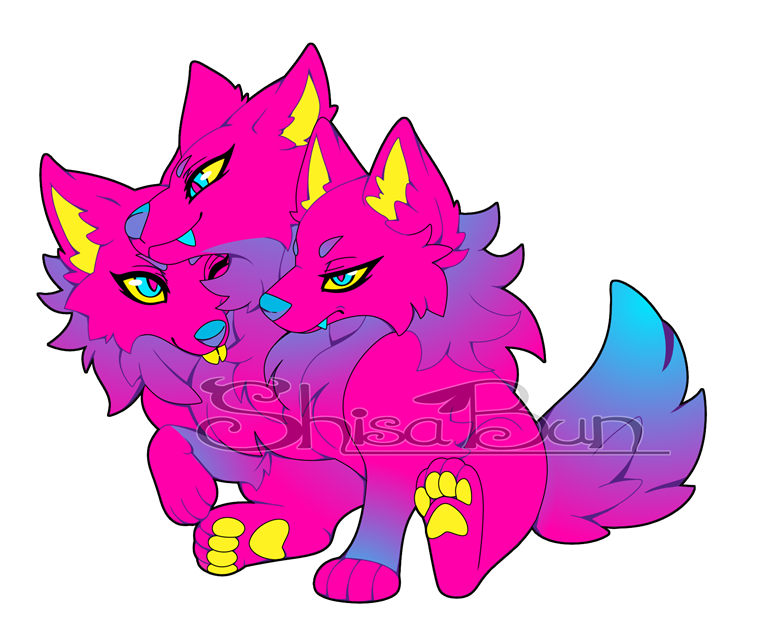 Cerberus Pup Adoptable - Sunset Vaporwave - ShisaBun's Ko-fi Shop - Ko ...