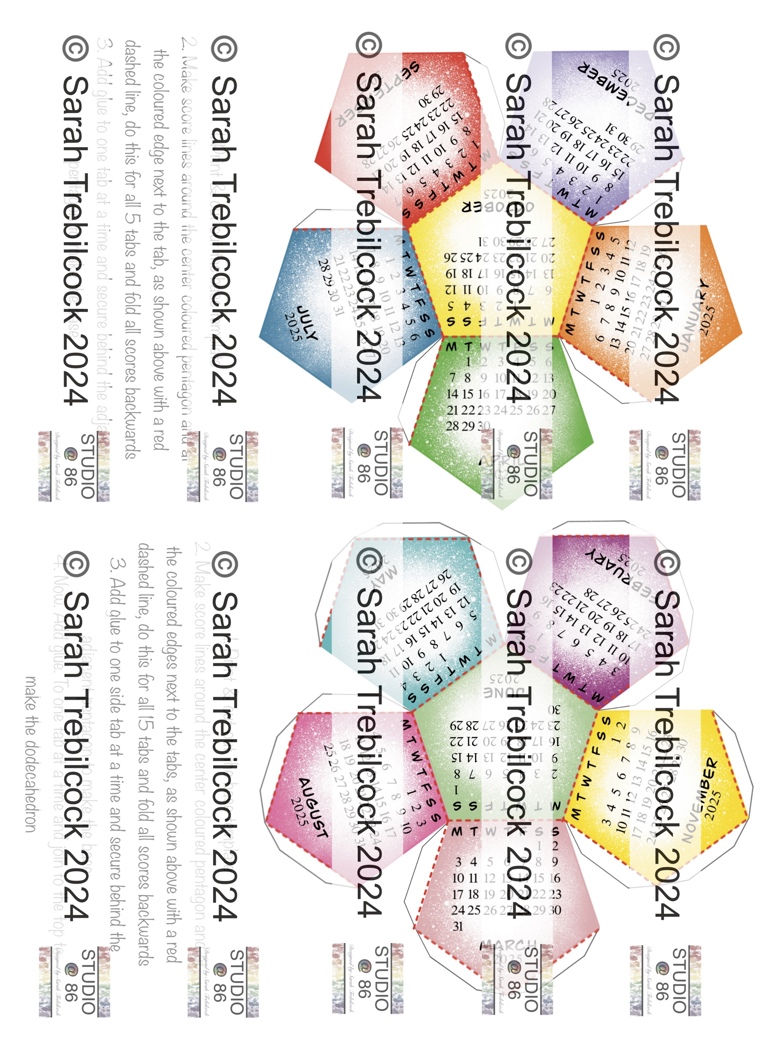 PDF & JPEG instant download templates to print, cut and make a desktop dodecahedron 2025 3d