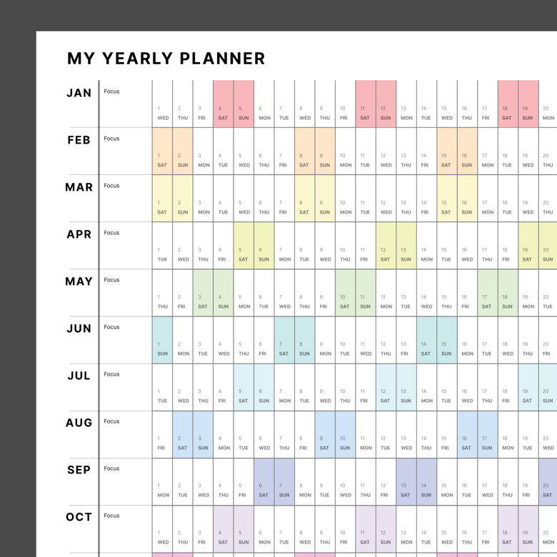 2025 Yearly Planner Calendar Overview (Landscape) - theladyernestember ...