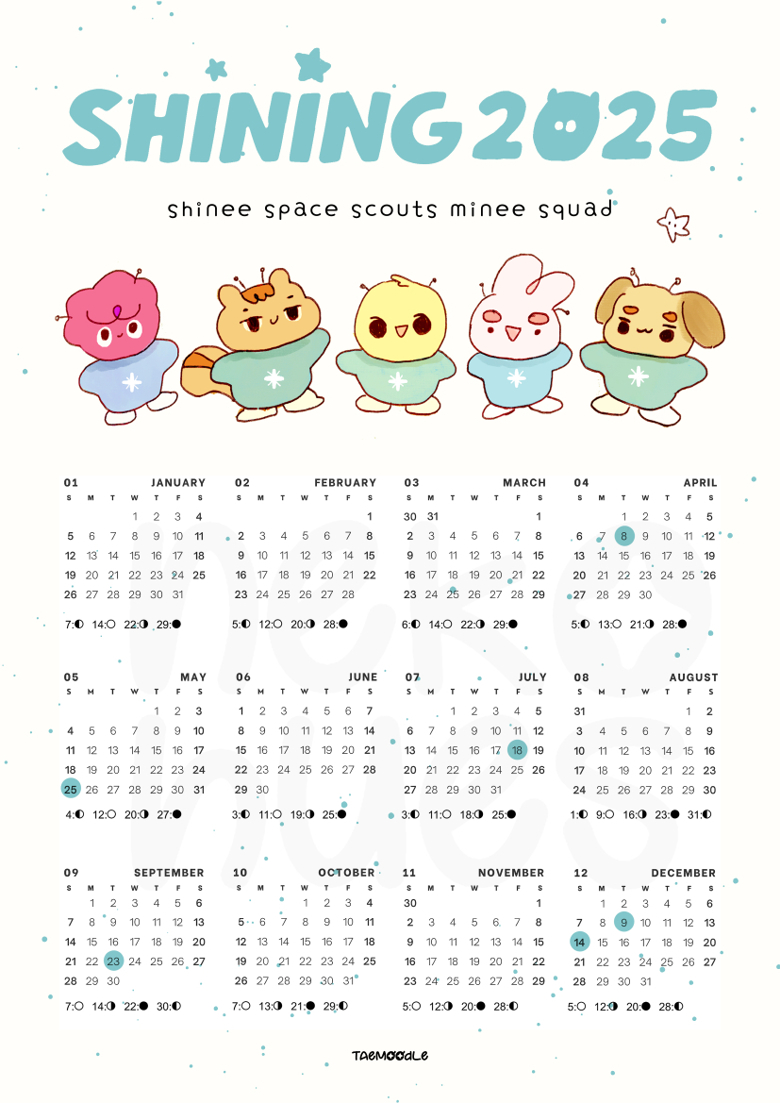 SHINee - SHINee サイン 直筆 カレンダー Shinee calendar 2025💎Printable - dips's Ko-fi Shop