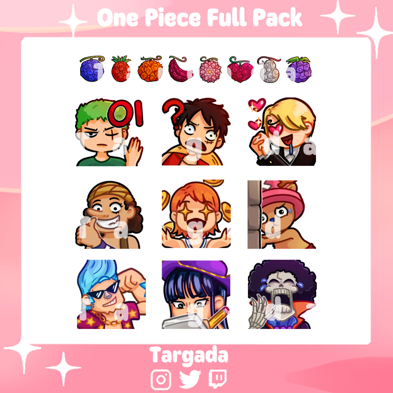 One Piece Full Pack (8 Badges + 9 Emotes) - Targada's Ko-fi Shop