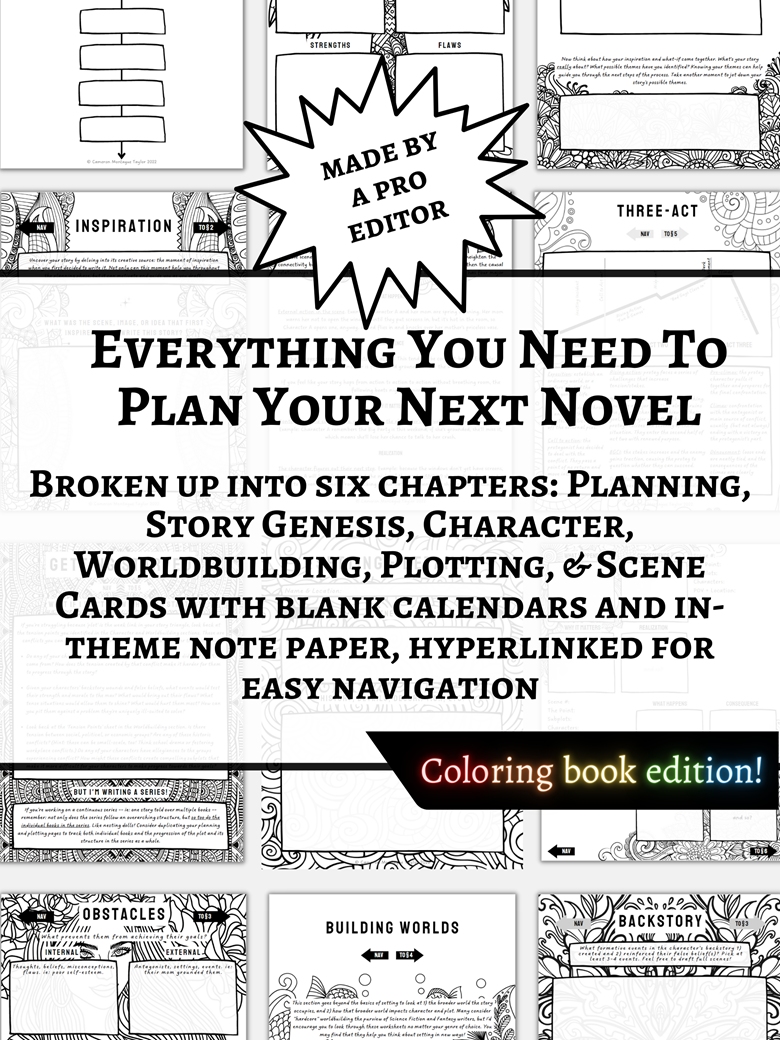 Printable Novel Planning Workbook - Coloring Book Edition - Customizable  PDF - Cameron Montague Taylor 🌈⛵'s Ko-fi Shop - Ko-fi ❤️ Where creators  get support from fans through donations, memberships, shop sales