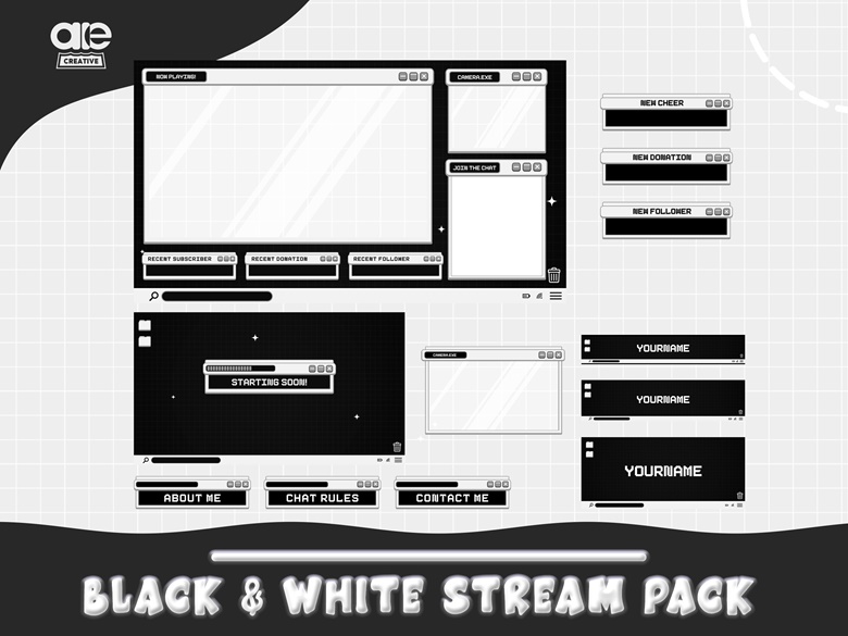 Animated Stream Package Overlay Black and White - StreamSpace's Ko-fi ...