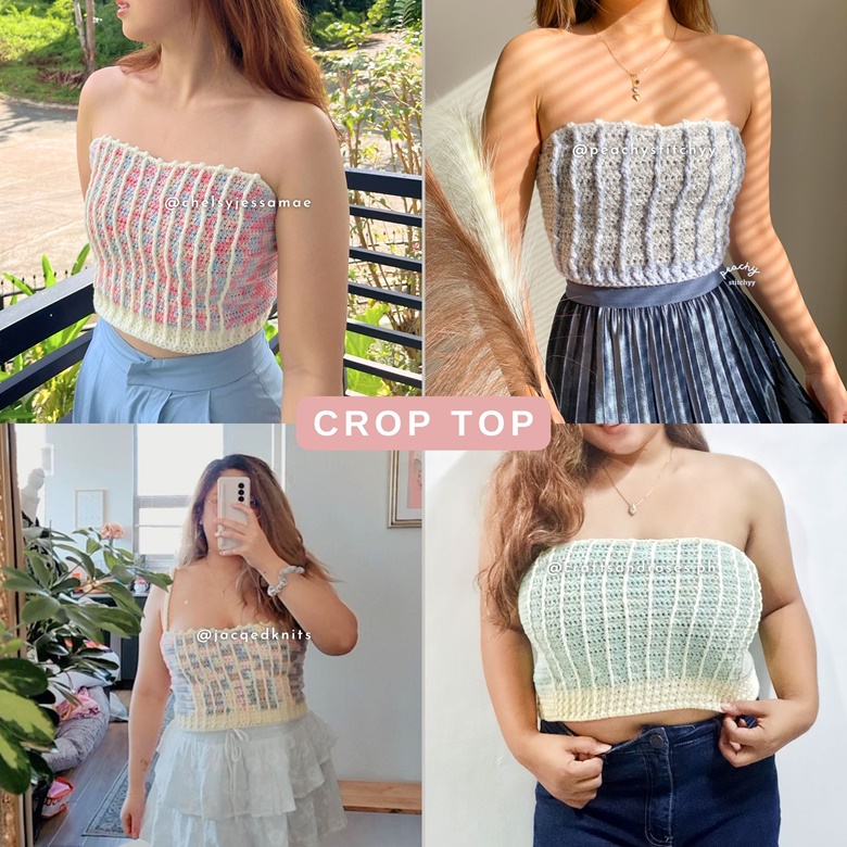 CHLOE (bralette, crop top, skirt, and dress) | PDF Crochet Pattern ...