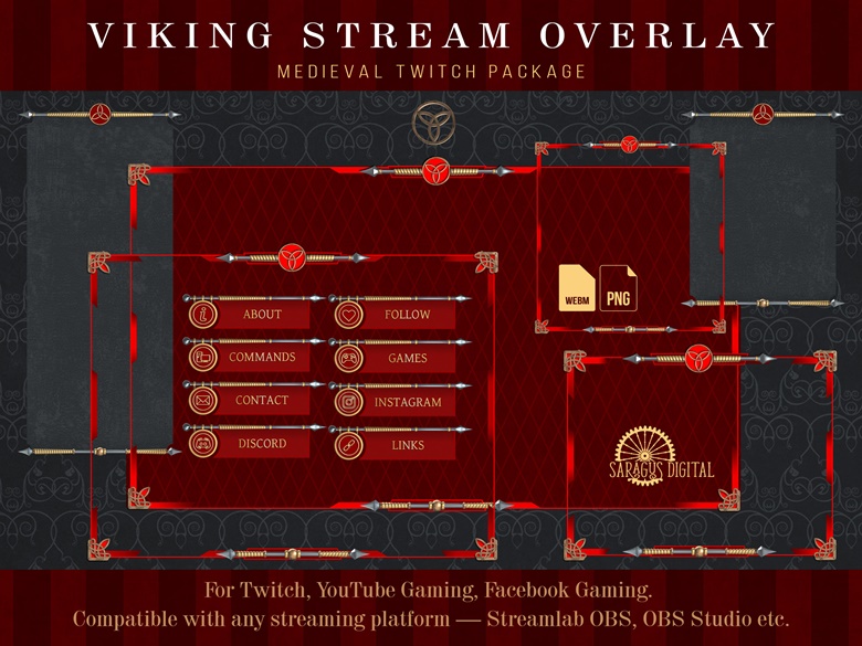 Viking Twitch Overlay, Red Celtic Panels, Chat, Animated Borders, Medieval  RPG, Crusaders, Warriors, Vtubers friendly - SaragusDigital's Ko-fi Shop -  Ko-fi ❤️ Where creators get support from fans through donations,  memberships, shop