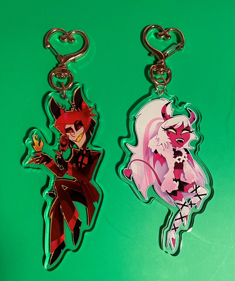 Alastor and Verosika acrylic charms - Sir Pardon's Ko-fi Shop - Ko-fi ️ ...