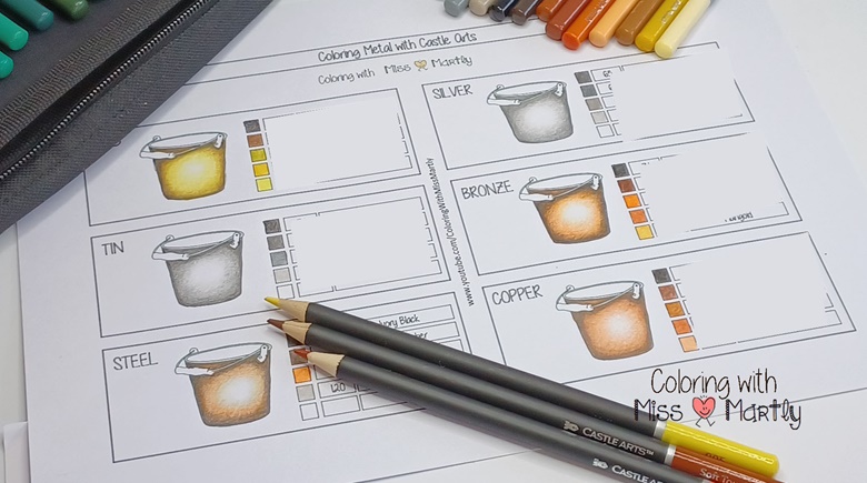 Metals COMBOS with Castle Arts Colored Pencils - Coloring with