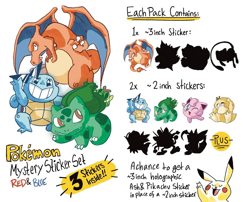 PACK OF 4 !! Pokemon Drink Stickers - enilwe's Ko-fi Shop - Ko-fi