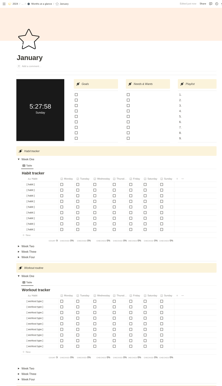 Notion template for 2024 | Stars and Moon theme - Maddy's Notion 's Ko ...