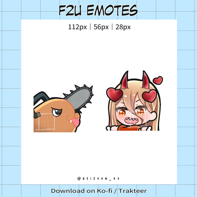 F2u Power And Pochita Emotes Reizs Ko Fi Shop Ko Fi ️ Where Creators Get Support From Fans 2350