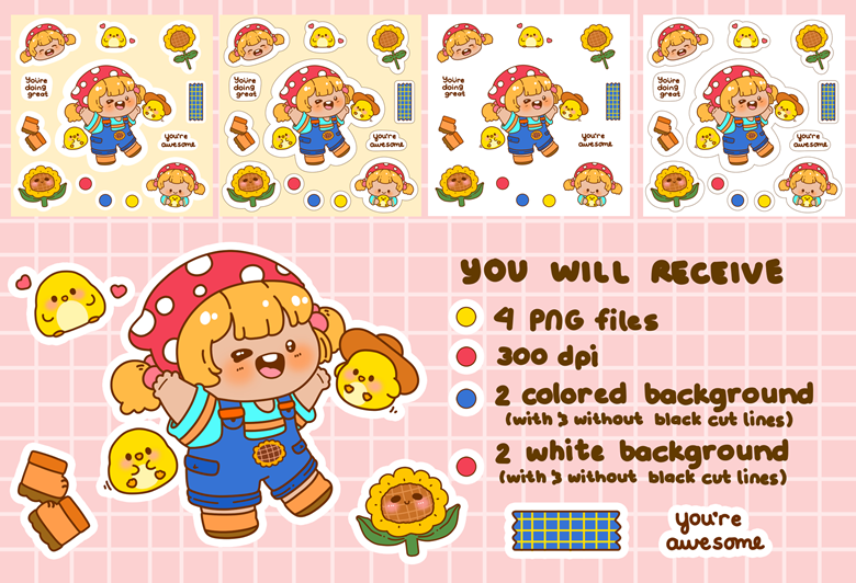 Cute Farmer Chibi Character Sticker Sheet - Satchiillustrate's Ko-fi ...