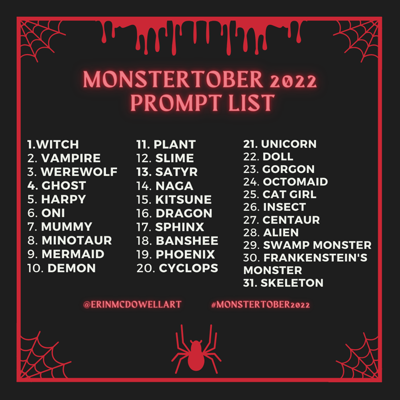 Monstertober 2022 Prompt List - Ko-fi ️ Where creators get support from ...