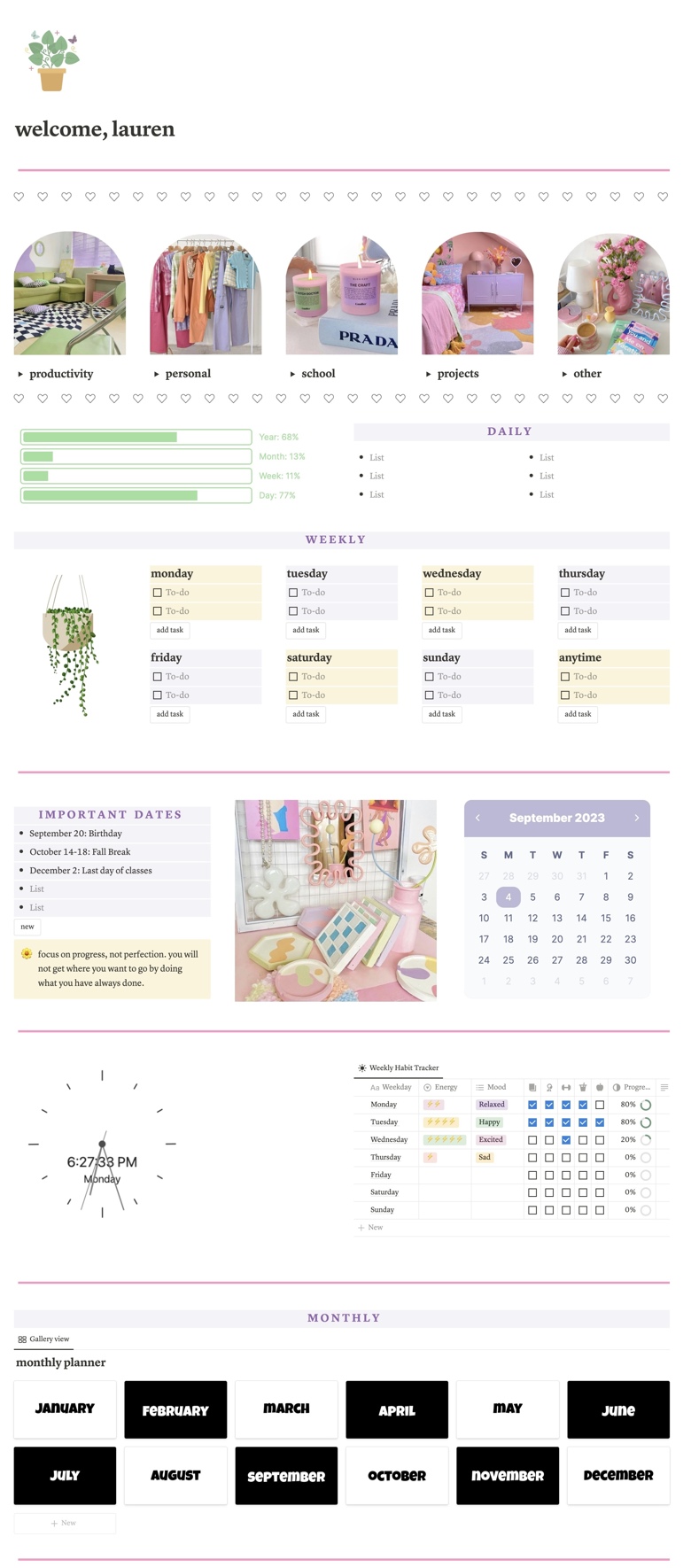 Aesthetic bright & colorful notion homepage - lauren 's Ko-fi Shop - Ko ...
