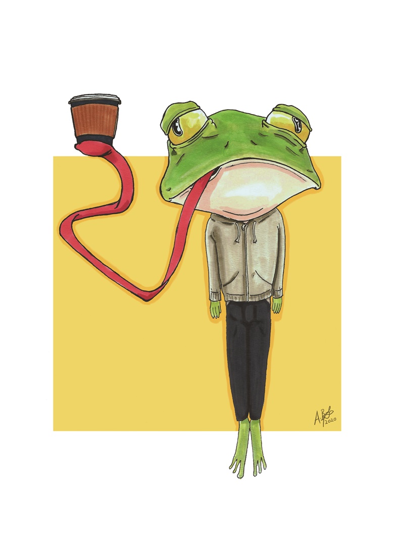 Tired Coffee Frog 4x6 Print - Adrian Saredia-Brayley's Ko-fi Shop - Ko ...