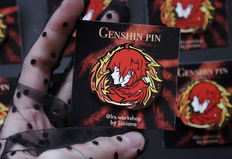 Genshin Impact matching magnetic enamel pins – Elina's art