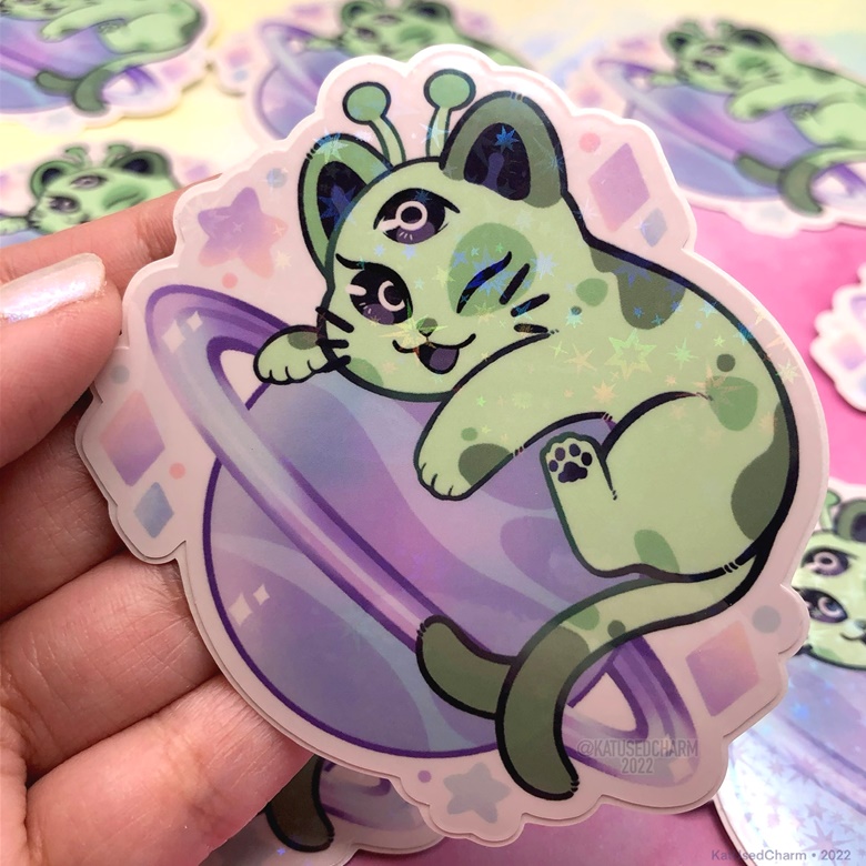 Alien Cat Sticker (+Holo Option) - KAT ☕️ 's Ko-fi Shop - Ko-fi ️ Where ...