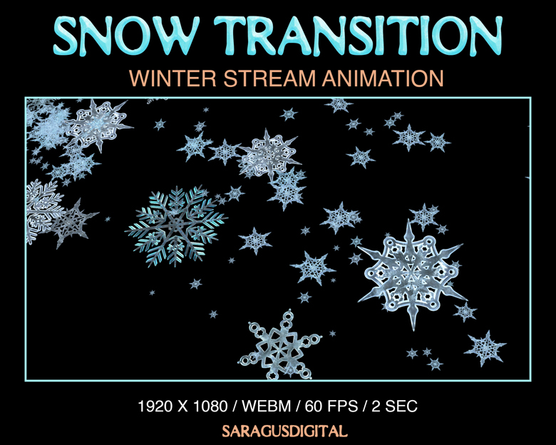 Snow stinger transition, Christmas Twitch animation, sparkling ...