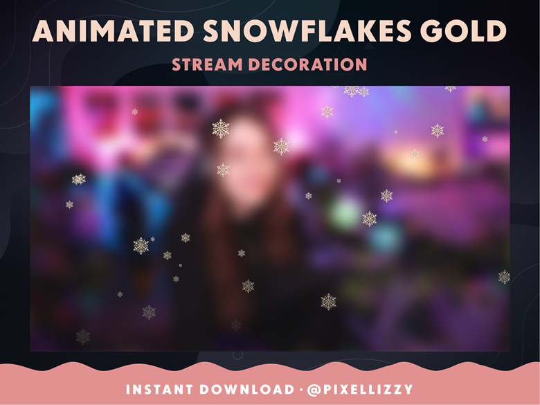 Stream Decoration Overlay Gold Snow - PixelLizzy's Ko-fi Shop
