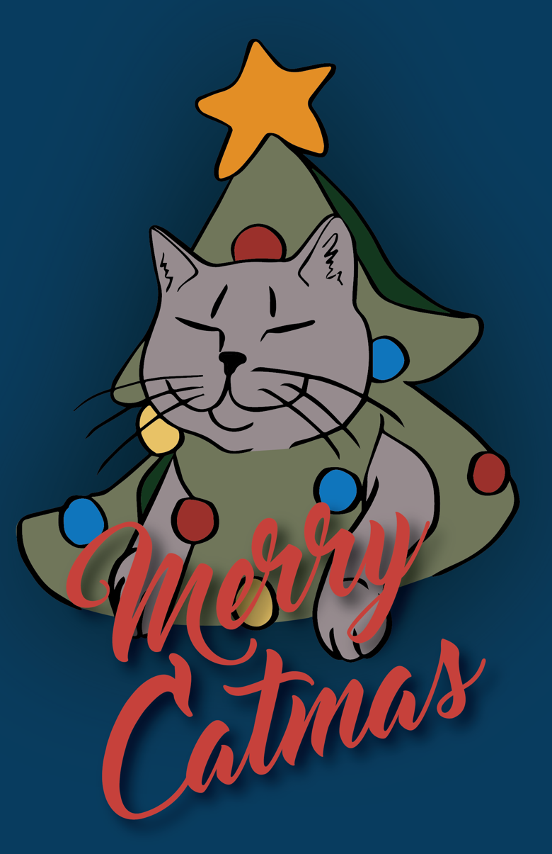 Merry Catmas Card - Lydia Illustrated's Ko-fi Shop - Ko-fi ️ Where 